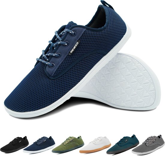 Geweo Barefoot Schoenen - Sneakers - Sportschoenen - Wandelschoenen - Buitenschoenen - Heren - Dames - Blauw – Maat 45
