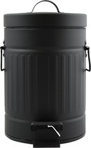 MSV Prullenbak/ poubelle à pédale - Industrial - métal - noir - 3L - 17 x 26 cm - Salle de bain / WC