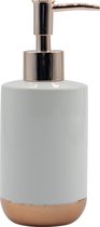 MSV Pompe/distributeur de savon - Amman - céramique - blanc/cuivre - 7 x 17 cm - 260 ml