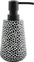 Pompe/distributeur de savon MSV - Safari - pierre artificielle - mosaïque noire - 7 x 17 cm - 260 ml