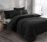 Decoware® Teddy fleece dekbedovertrek - Zwart - 240x220 + 2st 60x70 cm