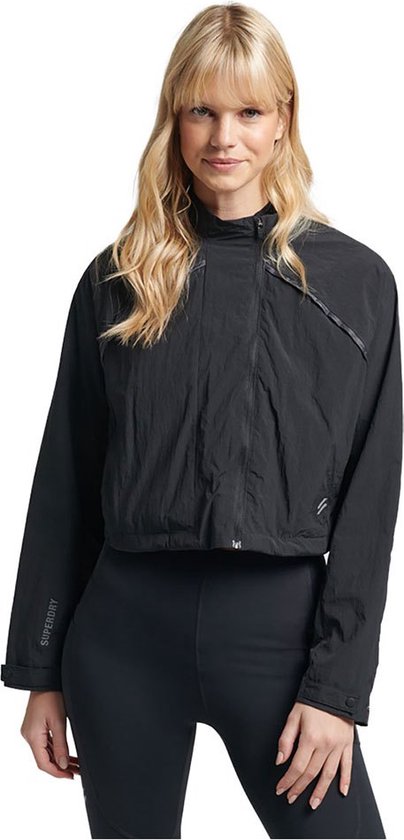 SUPERDRY Run Cropped Veste Imperméable Femme - Noir - L