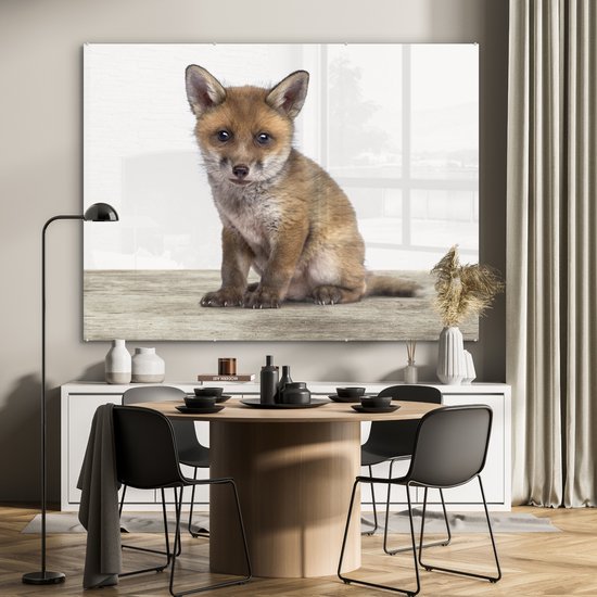 MuchoWow® Peinture sur verre 160x120 cm - Peinture sur verre acrylique - Renard - Bébé renard - Enfants - Filles - Garçons - Photo sur verre - Peintures