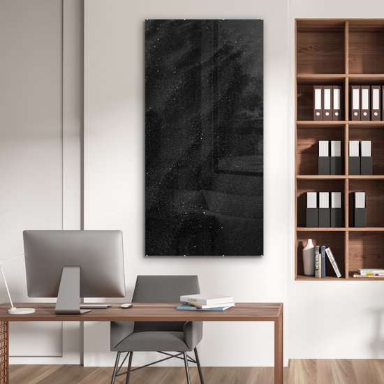 MuchoWow® Peinture sur verre 80x160 cm - Peinture sur verre acrylique - Sable - Zwart - Wit - Plage - Photo sur verre - Peintures