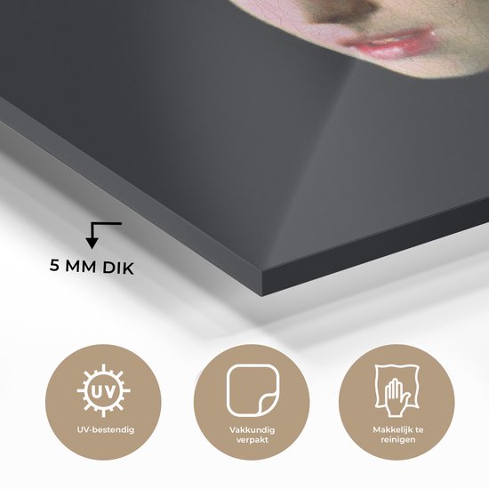 MuchoWow® Peinture sur Verre - Fille à la Perle - Johannes Vermeer - 120x90 cm - Peintures sur Verre Acrylique - Photo sur Glas