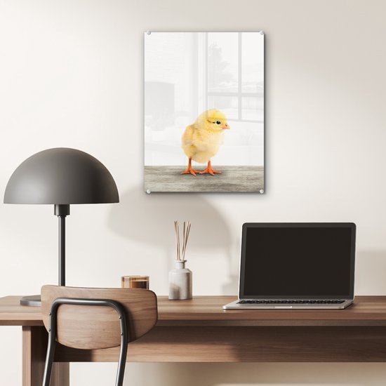 MuchoWow® Peinture sur verre 30x40 cm - Peinture sur verre acrylique - Poussin - Animaux - Garçons - Filles - Enfants - Photo sur verre - Peintures