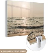 MuchoWow® Glasschilderij 80x60 cm - Schilderij acrylglas - Zee - Strand - Zon - Foto op glas - Schilderijen