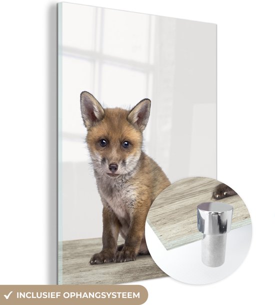 MuchoWow® Peinture sur verre 30x40 cm - Peinture sur verre acrylique - Renard - Bébé renard - Enfants - Filles - Garçons - Photo sur verre - Peintures