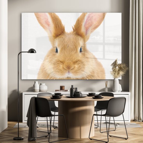 MuchoWow® Peinture sur Verre - Enfants - Lapin - Enfant - Filles - Garçons - 180x120 cm - Peintures sur Verre Acrylique - Photo sur Glas