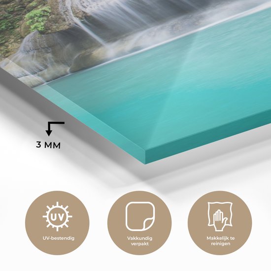 MuchoWow® Peinture sur verre 20x30 cm - Peinture acrylique sur verre - Water - Cascade - Arbres - Photo sur verre - Peintures