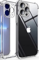 Geschikt voor iPhone 14 Pro transparant siliconen hoes - achterkant met uitgestoken hoeken - anti shock - doorzichtig - met extra camera bescherming