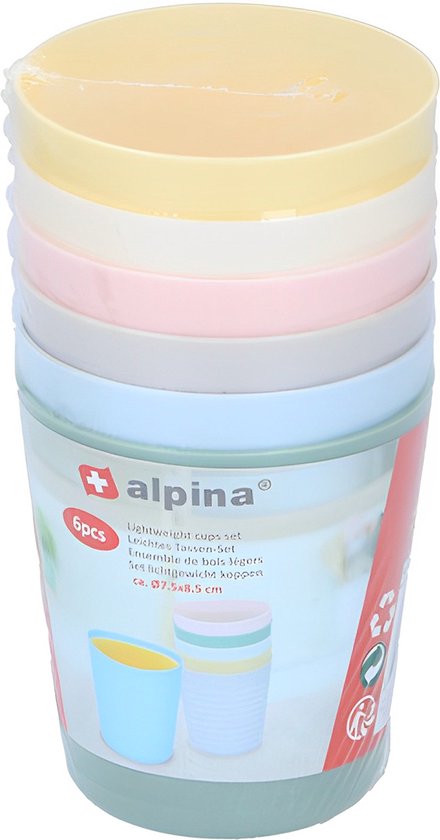 Alpina - Gekleurde Bekerset - Kinderbeker - 6 stuks - 230ml - Alpina