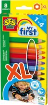 SES - My First - Kleurpotloden XL - korte en dikke potloden - 8 verschillende kleuren - ergonomische grip