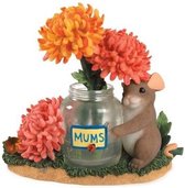 Charming Tails- Mums The Word- Moederdag- Oranje Bloem- Hoogte 11cm- Woonkamer Decoratie- Fitz & Floyd- Vintage- Hangemaakt- Driedimensionale Wenskaart