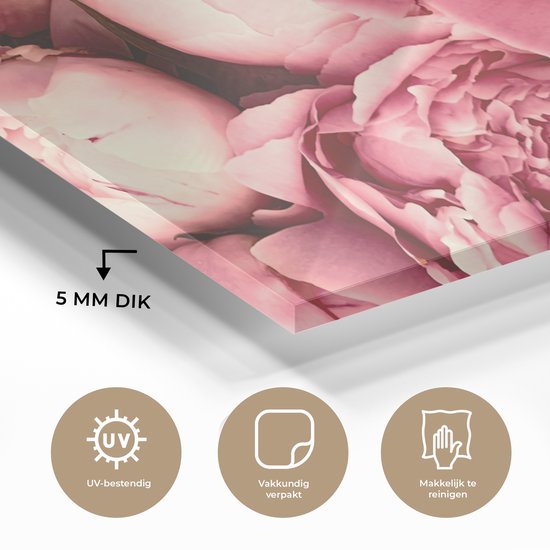 Peinture sur Verre - Roses - Bloem - Rose - 90x60 cm - Peintures sur Verre Peintures - Photo sur Glas