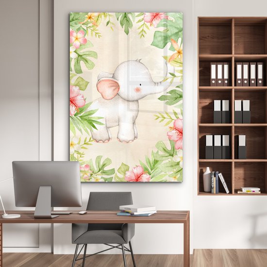 Peintures en plexiglas - Éléphant - Jungle - Aquarelle - 100x150 cm
