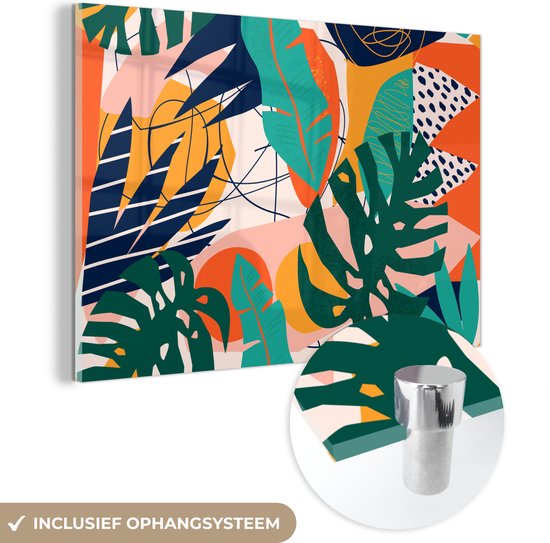 MuchoWow® Peinture sur verre 180x120 cm - Peinture sur verre acrylique - Jungle - Formes - Couleurs - Garçons - Filles - Enfants - Photo sur verre - Peintures