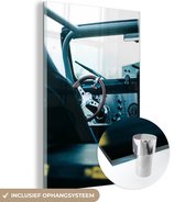 MuchoWow® Glasschilderij 120x180 cm - Schilderij acrylglas - Auto - Stuur - Dashboard - Foto op glas - Schilderijen
