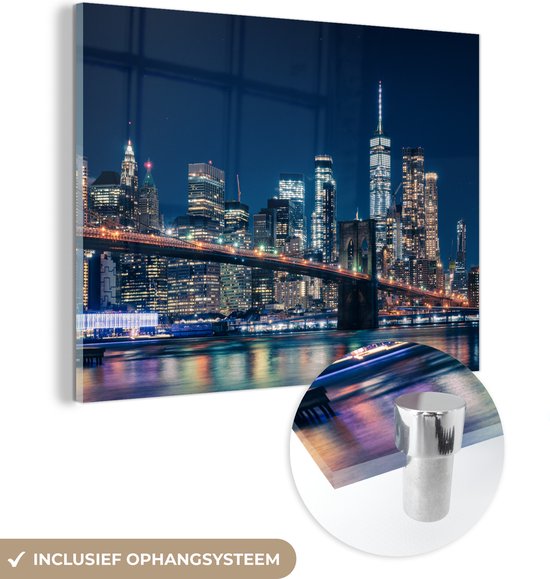 Peintures sur verre - New York - Nuit - Pont de Brooklyn - 160x120 cm - Peintures Plexiglas
