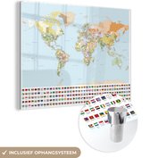 MuchoWow® Glasschilderij 80x60 cm - Schilderij acrylglas - Wereldkaart - Vlag - Oranje - Groen - Foto op glas - Schilderijen