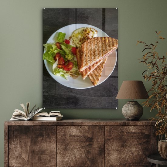 MuchoWow® Tableau sur Verre - Plats - Sandwich - Légumes - 60x80 cm - Peintures sur Verre Acrylique - Photo sur Glas