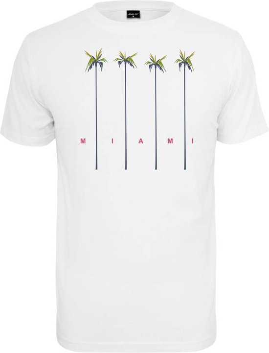 Mister Tee - Miami Palms Round Neck Heren T-shirt - M - Wit