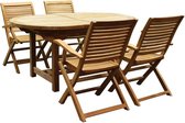 Arona Ovaal uitschuifbare dining tuinset 160-210x100 cm blad 4 cm 5-delig teak