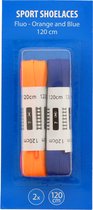 Neon schoenveters - Oranje / Blauw - 120 cm - 2 paar - Sport shoelaces - Veter - Schoenveter - Fluor orange / blue - Sportveters