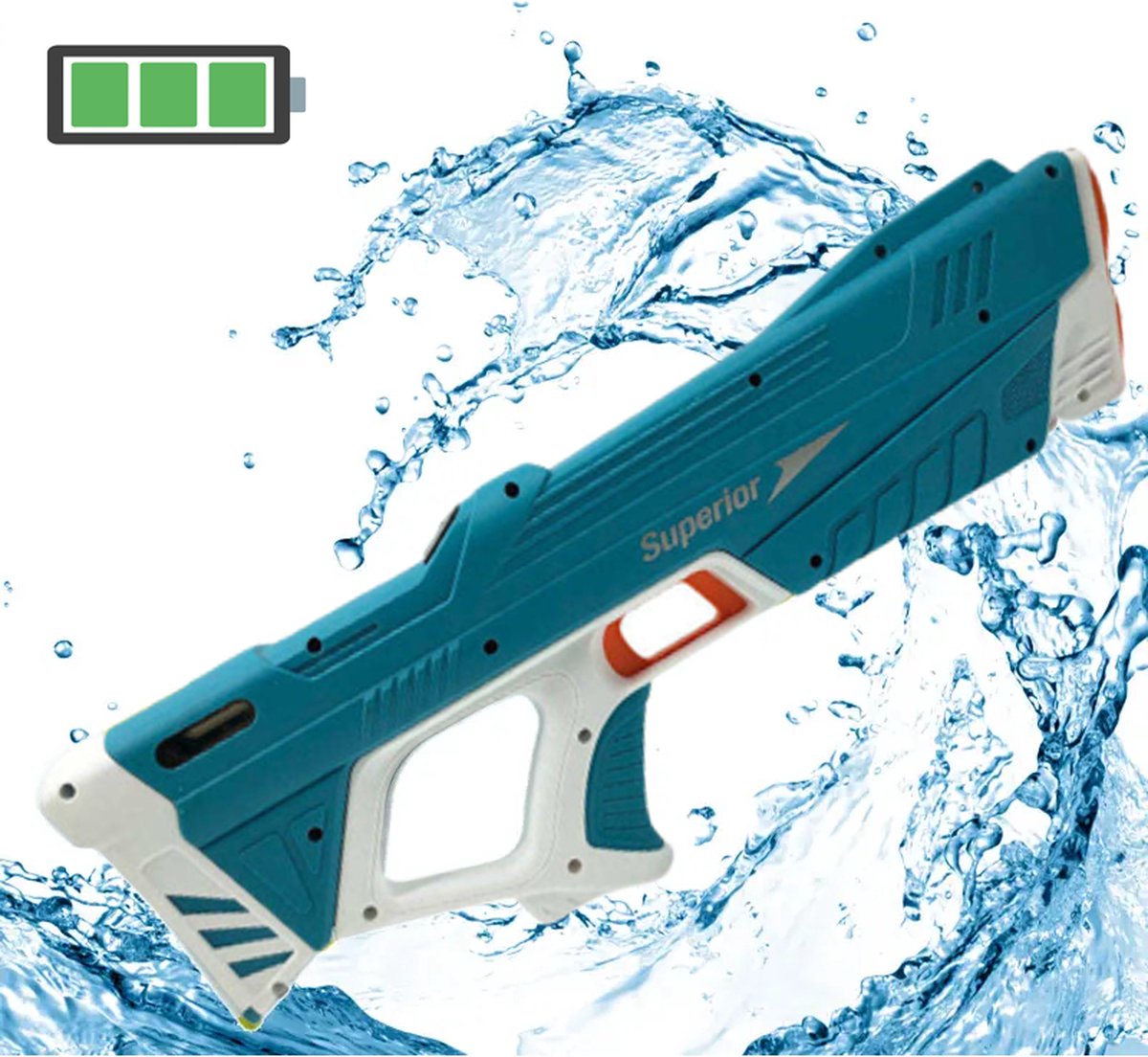Elektrisch waterpistool met Accu - Automatisch waterpistool - Zomer pret - Schiet tot 10 meter - Watergun - Vult automatisch - Waterpistool - Schiet automatisch - 330ML - Met accu en oplader - Blauw