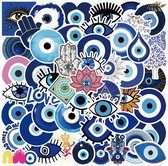 Turkse Blauwe Oog Stickers 50 Stuks | Boze Oog | Evil Eyes | Nazar Boncuk | Alziend Oog | Het Blauwe Oogamulet | Scrapbook | Watervaste Stickers | Laptop | Kinderen | Volwassenen | Stickervellen | Plakstickers | Koffer | Bullet Journal | Planner