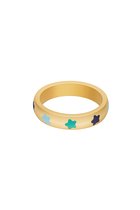 Ring colored stars - Yehwang - Ring - Maat 16 - Goud/Blauw-Moederdag cadeautje - cadeau voor haar - mama