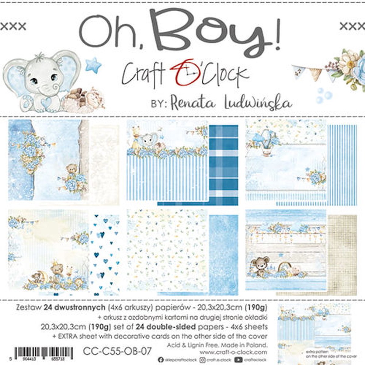Craft O Clock Paper Pack 20x20 cm Oh Boy
