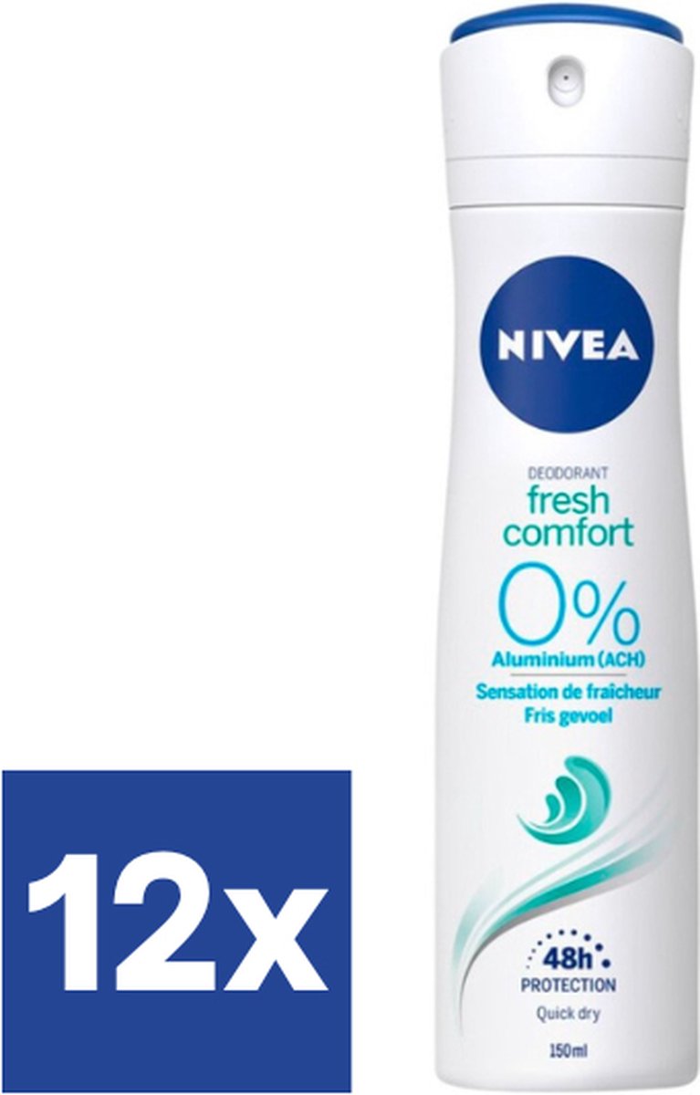 Goedkoopste Nivea Fresh Comfort Deo Spray - 12 x 150 ml