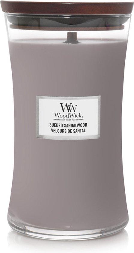 Woodwick Hourglass Large Geurkaars - Sueded Sandalwood