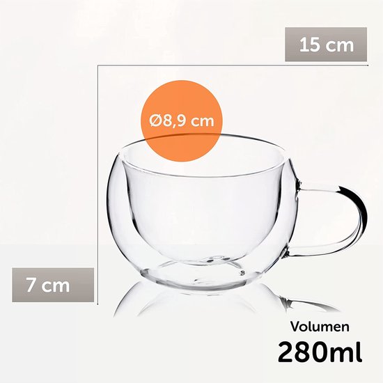 Luigi Bormioli Caffé Aroma Koffiekop - Theeglas 30cl - Dubbelwandig Thermisch Glas - 4