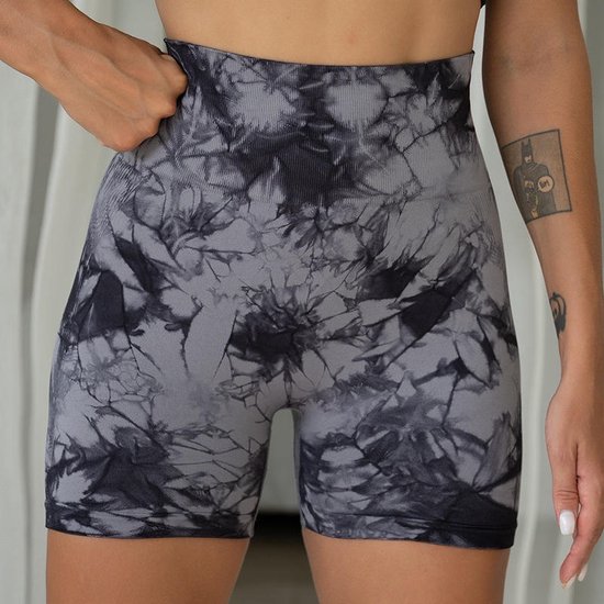 Wow Peach - Marble Legging Short - Sport Shorts - Butt Lifting - Fitness - Sport - TikTok Legging - Grijs/Zwart - Maat: Medium van Wow Peach — afbeelding 3
