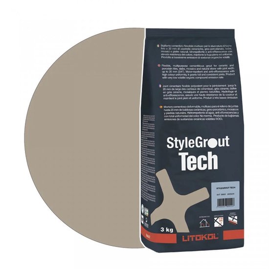 Foto: Litokol stylegrout tech grey 1 voeg 3 kg voegmiddel kleur grijs