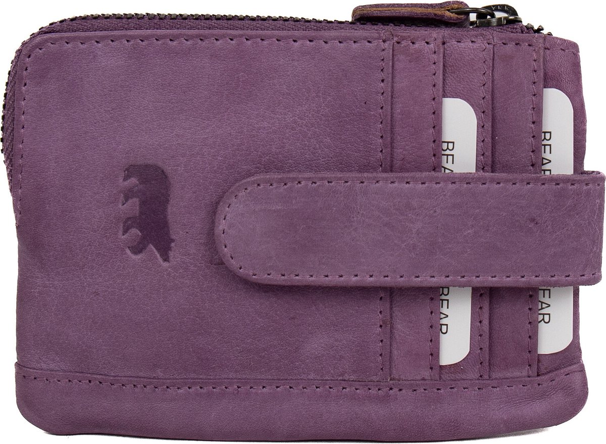 Bear Design Carrie Leren Sleuteletui / Ritsportemonnee - Lavender