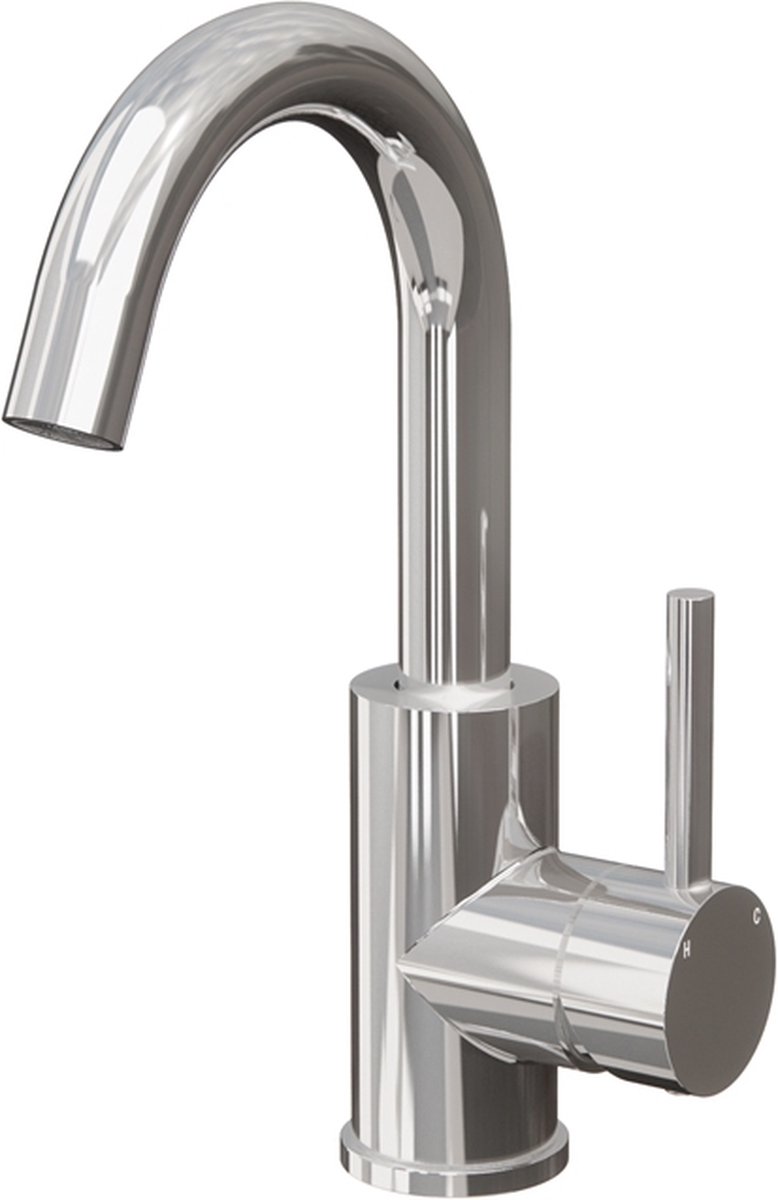 L'Aqua éenhendel Mengkraan Liss - warm & koud - Verchroomd - Wastafel Kraan Moderne Badkamer Mengkraan - Zilver - Enkele Handgreep
