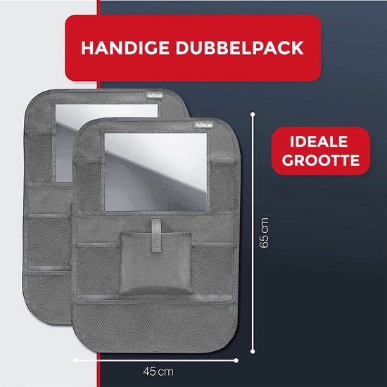 Nince premium luxe & stevige autostoel organizer met tablet houder - SET VAN 2 - Auto stoel organiser - Grijs van Nince — afbeelding 2