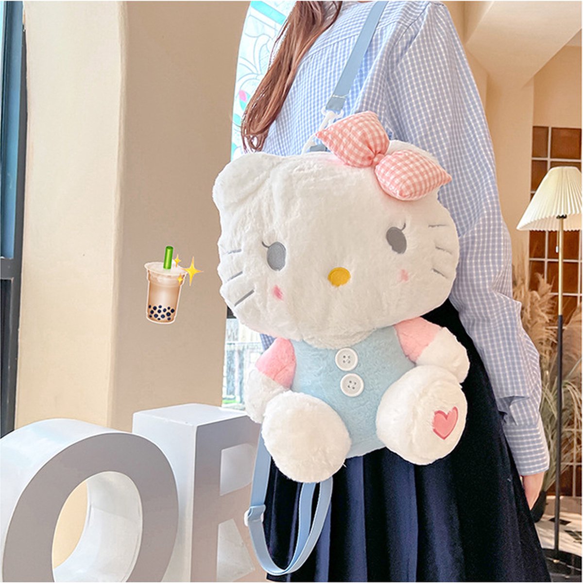 Hello Kitty - Tas - Sanrio - Kawaii - Cute - Anime - Plush - Bag - Fashion - School - Blauw