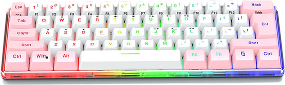 Gaming toetsenbord mechanisch Roze - Mechanisch toetsenbord 60% - Mechanical gaming keyboard - Mechanisch gaming toetsenbord - Gaming toetsenbord 60% - Gaming toetsenbord