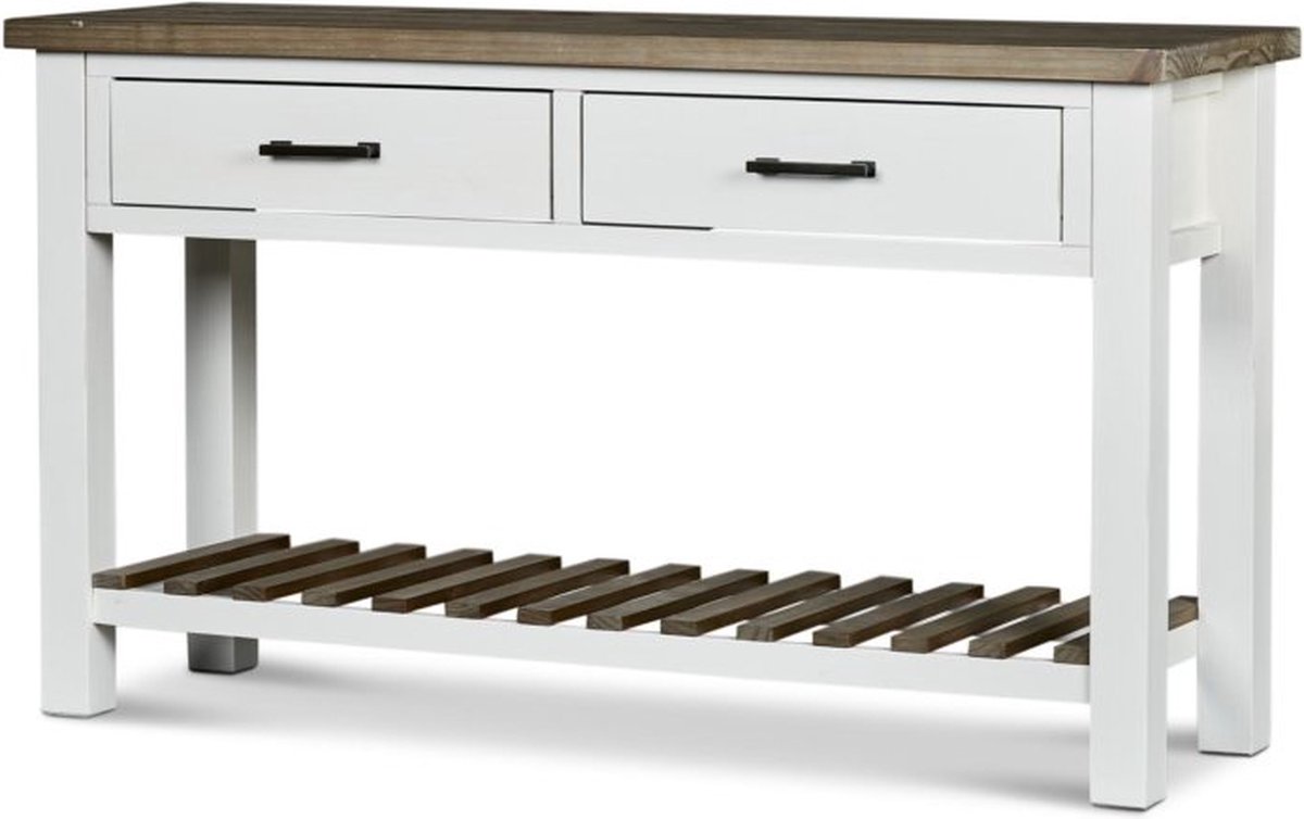Bijzettafel Storm Albion met 2 lades - wit - 130 x 40 x 75 cm - Dressoir - Schoenenkast - Voor in de gang