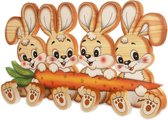 Houten kapstok 4 konijnen met 6 knoppen | Bartolucci