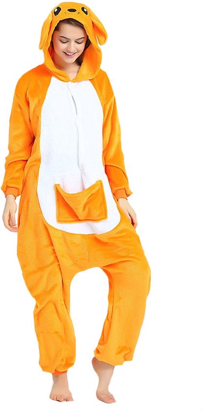 Kangoeroe Onesie Pak Kostuum Outfit Huispak Jumpsuit Verkleedpak - Verkleedkleding - Halloween & Carnaval - SnugSquad - Kinderen & Volwassenen - Unisex - Maat S voor Lichaamslengte (146 - 159 cm)