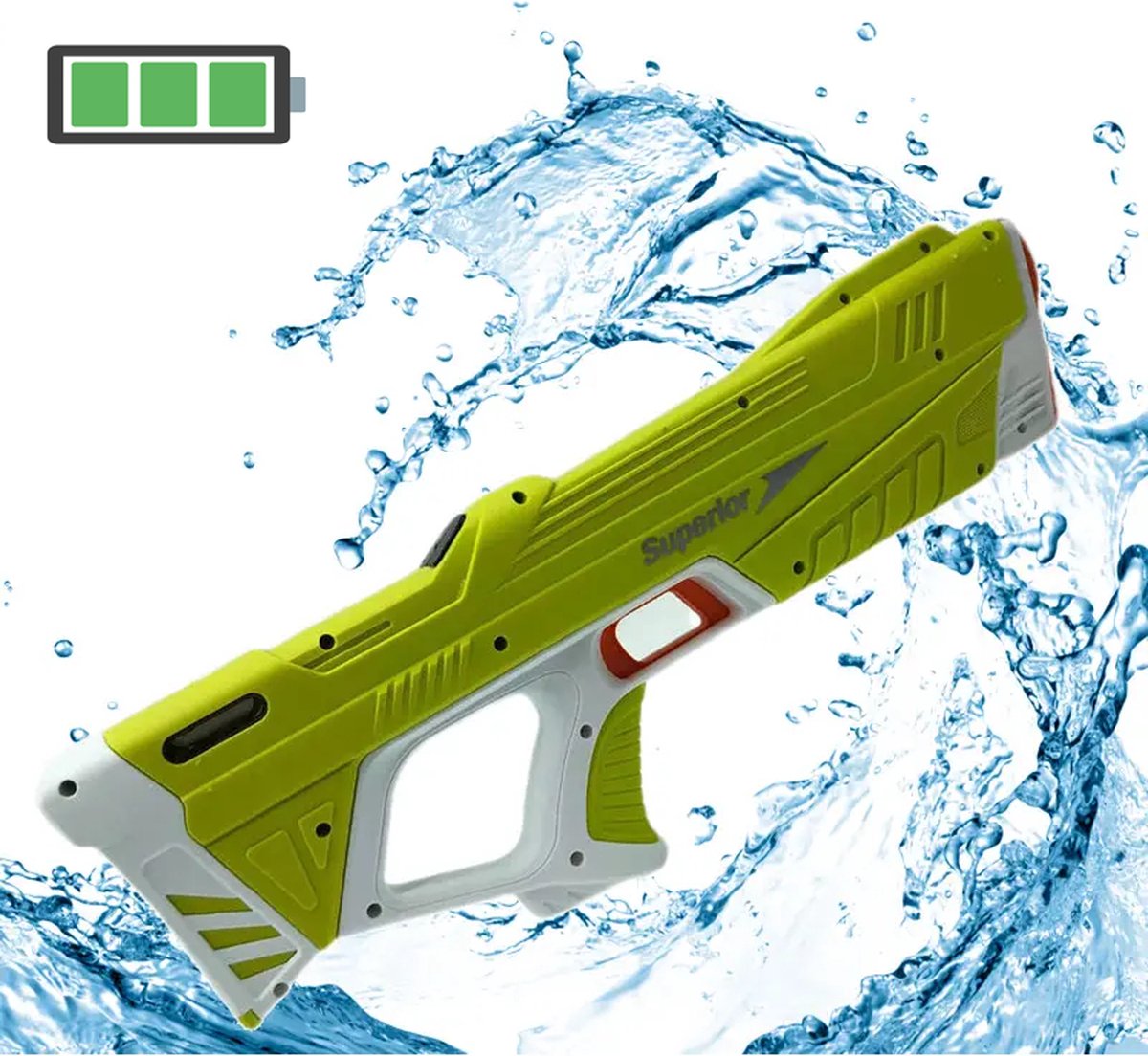 Elektrisch waterpistool met Accu - Automatisch waterpistool - Zomer pret - Schiet tot 10 meter - Watergun - Vult automatisch - Waterpistool - Schiet automatisch - 330ML - Met accu en oplader - Groen