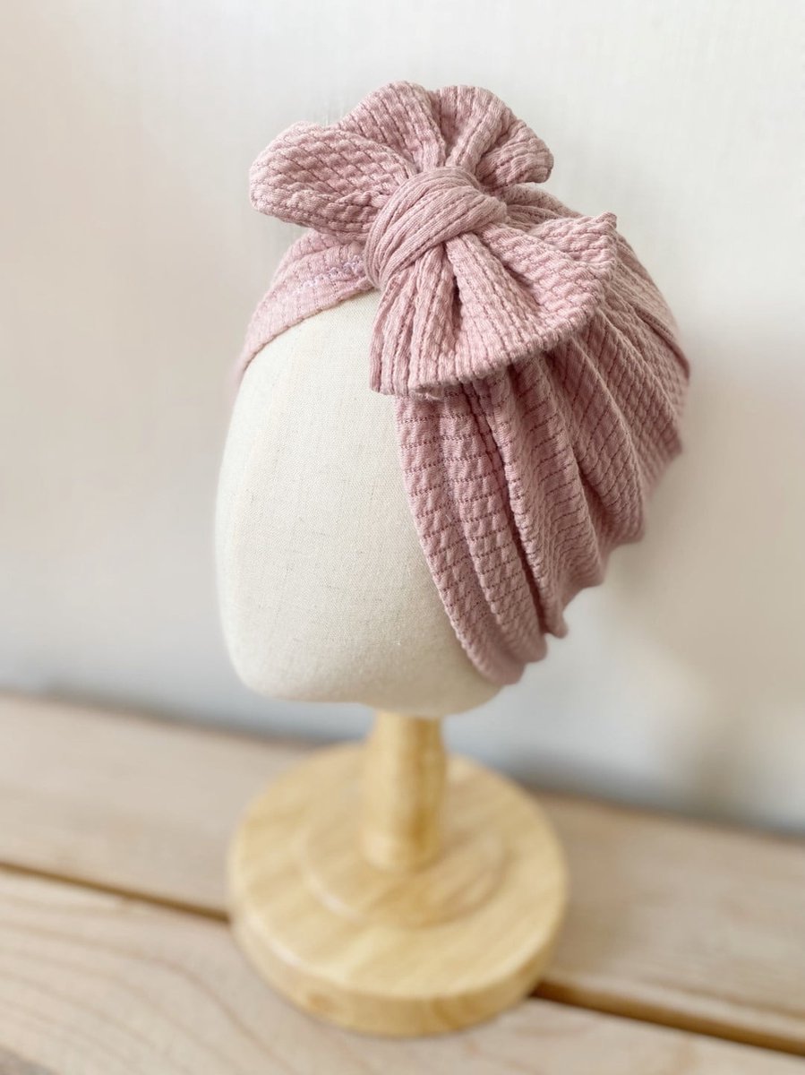 Tistelief - Baby Turban - Mini Kabel Strik Roze - 50-56