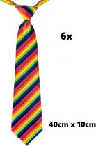 6x Cravate arc-en-ciel 40cm - Fête à thème festival fierté party amusante