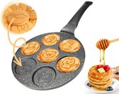 MONOO Pancake Pan 7 Kop + Beslag Dispenser RVS - Pannenkoekenpan - Crêpemaker - Pancakes Set