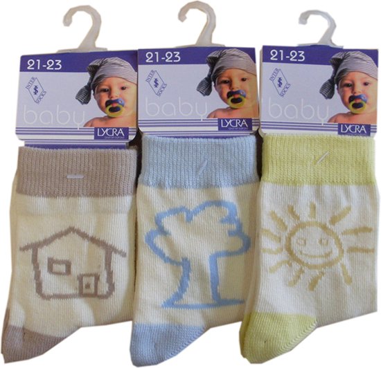 Baby / kinder sokjes picto - 21/23 - unisex - 90% katoen - naadloos - 12 PAAR - chaussettes socks